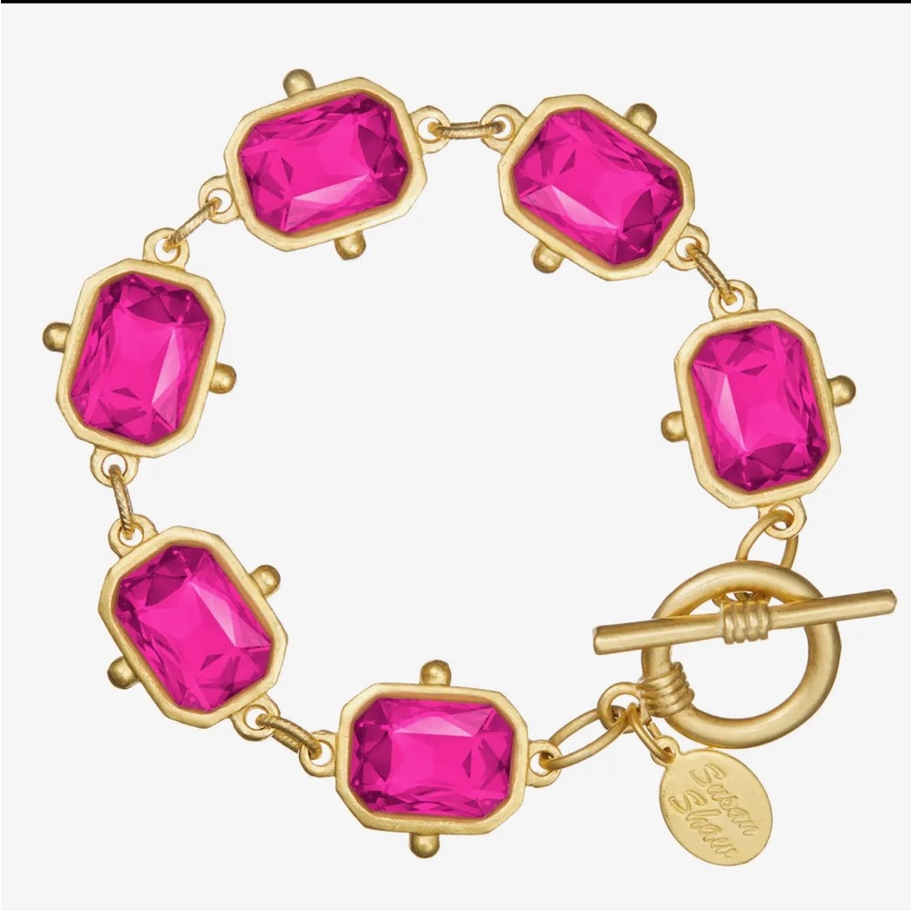 Gold-Tone Bracelet with Fuchsia Gemstones – Allure by